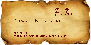 Propszt Krisztina névjegykártya